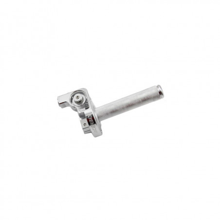 Poignée De Gaz STAGE6 CNC Type - Course Courte, 3 Positions - Aluminium Usiné - Avec Câble D'accélérateur - Couleur Gris Acier - Pour Tuning De Scooters/motos
