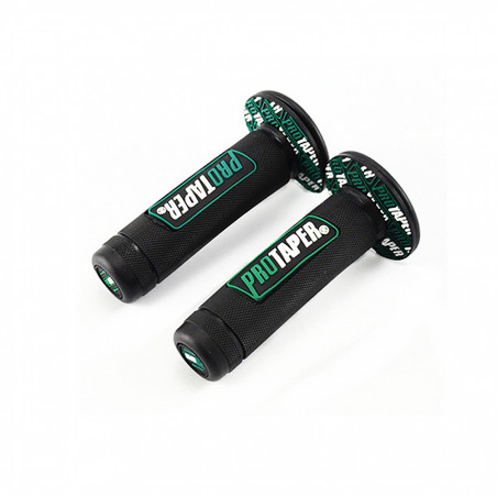 Poignées Guidon Universelles Moto 7/8" 22mm - 15/16" 24mm Caoutchouc & Aluminium Noir Vert - 1 Paire