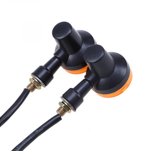 Paire De Clignotants Déco Noirs Avec Ampoule Orange - Neufs, Pour Custom Moto/vélo - Marque Misterbike