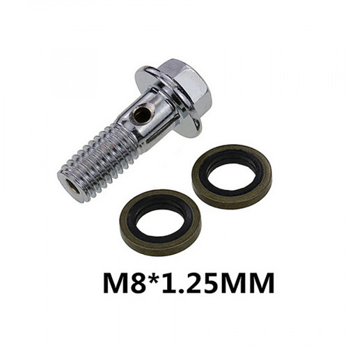 Boulon De Banjo Simple - M8x1.0 - 23 Mm - Pour Ligne De Frein Voiture, Moto, Camion - Bronze - Avec Rondelles - 4