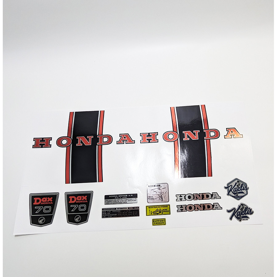 black and red DAX chrome stickers + 70cc crests